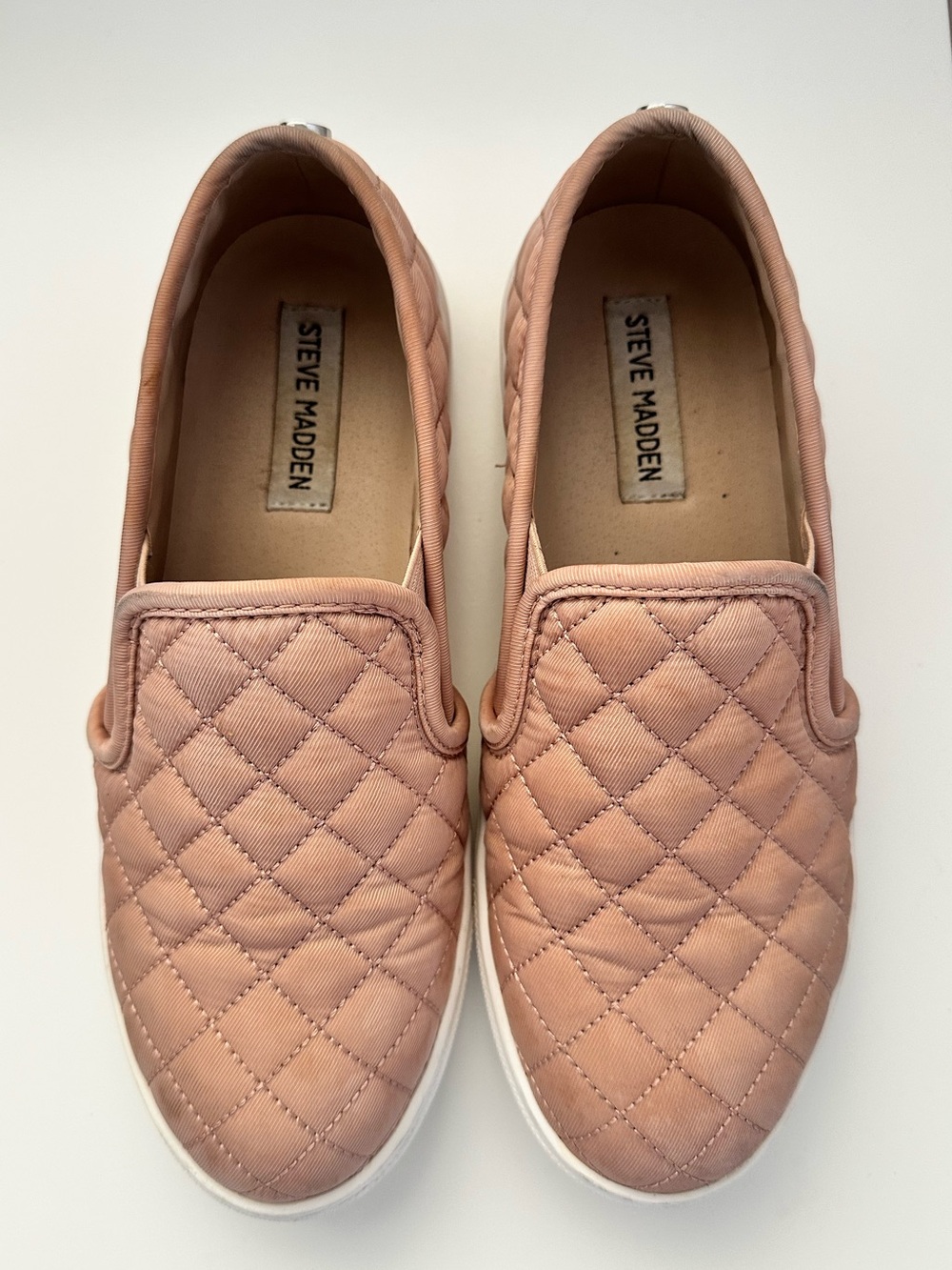 Steve Madden Blush Pink Quilted Slip-on Sneakers Casual Chic Shoes